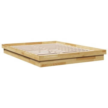 Cadru de pat fără saltea 150x200 cm din lemn masiv de stejar - Img 3