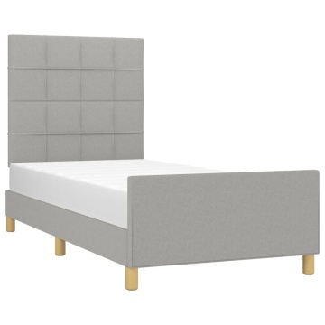 Cadru de pat fără saltea, gri deschis, 100x200 cm, textil - Img 3