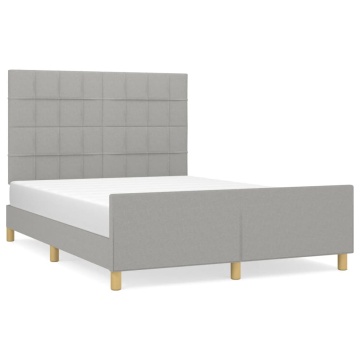 Cadru de pat fără saltea, gri deschis, 140x190 cm, textil - Img 2