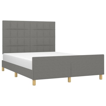 Cadru de pat fără saltea, gri închis, 140x190 cm, textil - Img 3