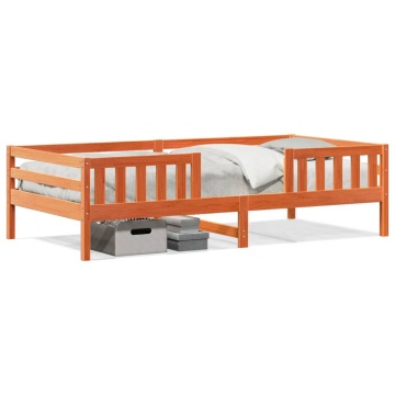 Cadru de pat fără saltea maro ceruit 80x200 cm lemn masiv pin - Img 2