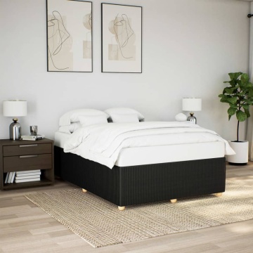 Cadru de pat fără saltea, negru, 160x200 cm, textil - Img 1