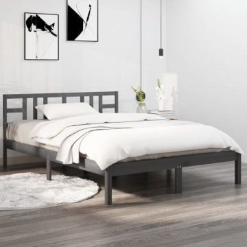 Cadru de pat, gri, 120x200 cm, lemn masiv - Img 1