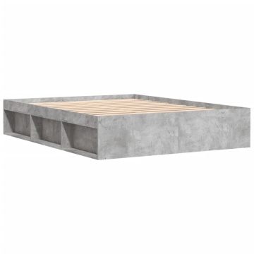 Cadru de pat, gri beton, 140x200 cm - Img 7