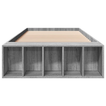 Cadru de pat, gri sonoma, 100x200 cm, lemn prelucrat - Img 4