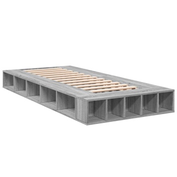 Cadru de pat, gri sonoma, 75x190 cm, lemn prelucrat - Img 2