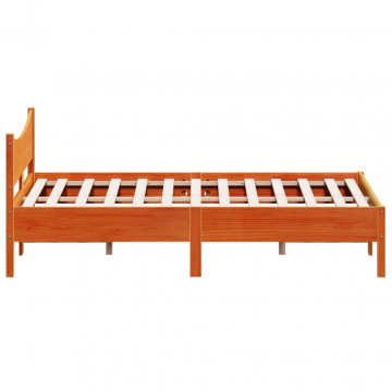 Cadru de pat, maro ceruit, 140x200 cm, lemn masiv de pin - Img 8