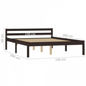 Cadru de pat, maro închis, 140 x 200 cm, lemn masiv de pin - Img 7