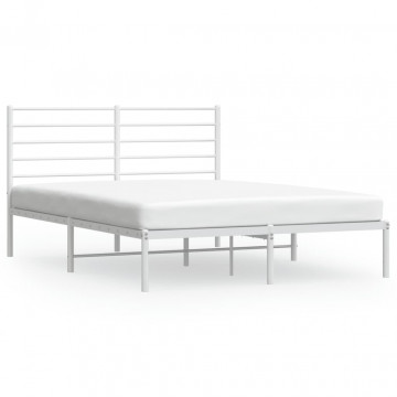 Cadru de pat metalic cu tăblie, alb, 120x190 cm - Img 2