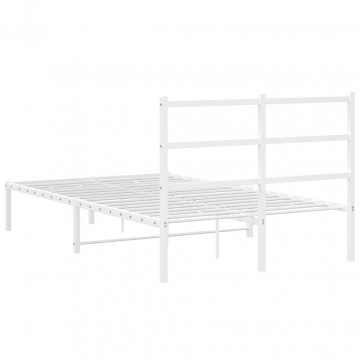Cadru de pat metalic cu tăblie, alb, 120x190 cm - Img 6