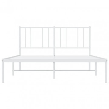 Cadru de pat metalic cu tăblie, alb, 140x200 cm - Img 5