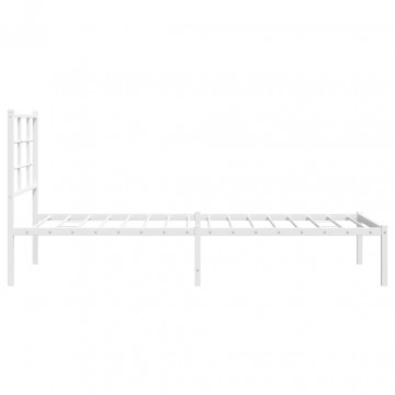Cadru de pat metalic cu tăblie, alb, 80x200 cm - Img 5
