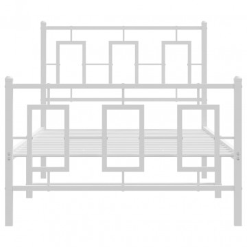 Cadru de pat metalic cu tăblie de cap/picioare, alb, 90x190 cm - Img 8