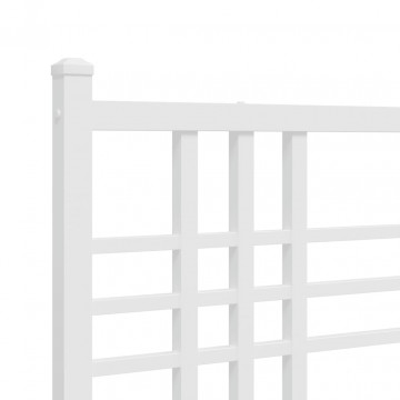 Cadru de pat metalic cu tăblie de cap/picioare, alb, 90x200 cm - Img 6