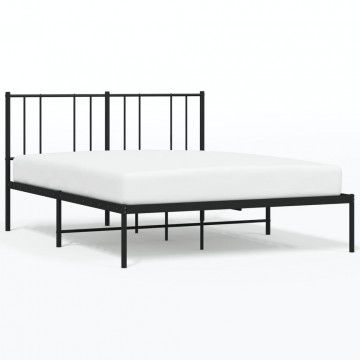Cadru de pat metalic cu tăblie, negru, 120x190 cm - Img 2