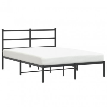 Cadru de pat metalic cu tăblie, negru, 135x190 cm - Img 4