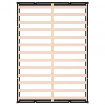 Cadru de pat mic dublu 4FT, negru, 120x190 cm, lemn masiv - Img 5
