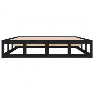 Cadru de pat mic dublu 4FT, negru, 120x190 cm, lemn masiv - Img 8