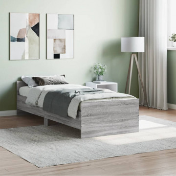 Cadru de pat mic single sonoma gri 75x190 cm lemn prelucrat - Img 1