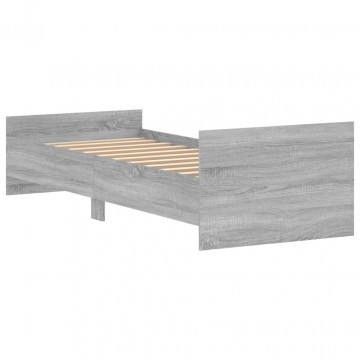 Cadru de pat mic single sonoma gri 75x190 cm lemn prelucrat - Img 5