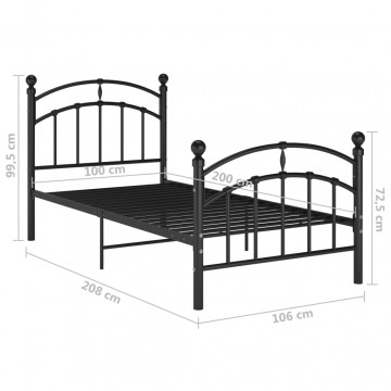 Cadru de pat, negru, 100x200 cm, metal - Img 6