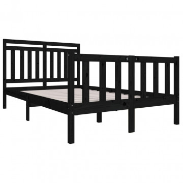 Cadru de pat, negru, 120x200 cm, lemn masiv - Img 3