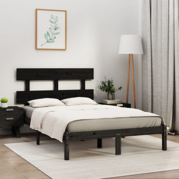 Cadru de pat, negru, 200x200 cm, lemn masiv - Img 1