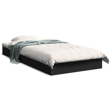 Cadru de pat, negru, 75x190 cm, lemn prelucrat - Img 2