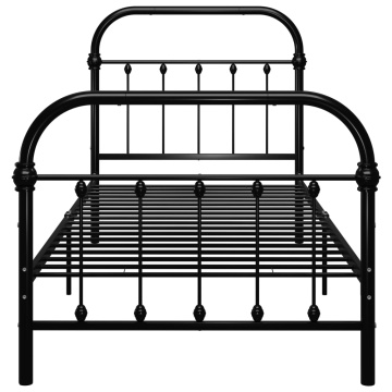 Cadru de pat, negru, 90 x 200 cm, metal - Img 3