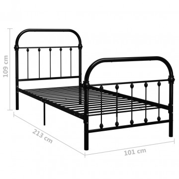 Cadru de pat, negru, 90 x 200 cm, metal - Img 5