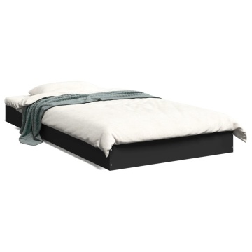 Cadru de pat, negru, 90x190 cm, lemn prelucrat - Img 2