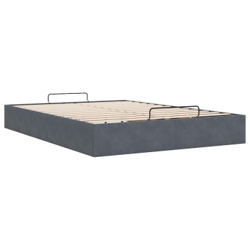 Cadru de pat otoman fără saltea Gri închis 140x200 cm catifea - Img 6