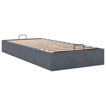 Cadru de pat otoman fără saltea Gri închis 80x200 cm catifea - Img 4