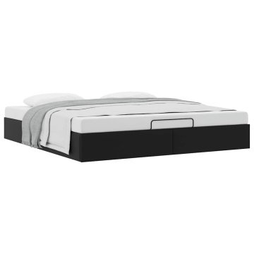 Cadru de pat otoman fără saltea Negru piele artificială - Img 3