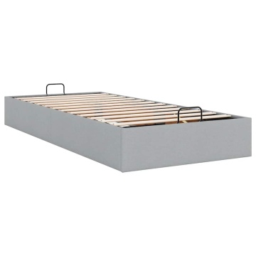 Cadru de pat otoman fără saltea țesătură gri deschis 100x200 cm - Img 6