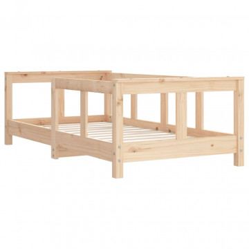 Cadru de pat pentru copii, 70x140 cm, lemn masiv de pin - Img 3