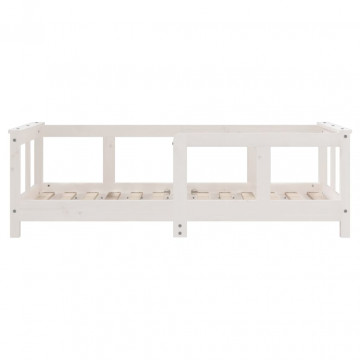 Cadru de pat pentru copii, alb, 70x140 cm, lemn masiv de pin - Img 8