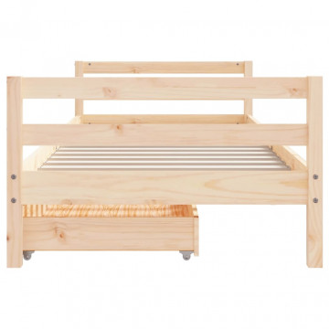 Cadru de pat pentru copii cu sertare, 90x190 cm, lemn masiv pin - Img 8