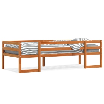 Cadru de pat pentru copii maro ceruit 90x200 cm lemn masiv pin - Img 2