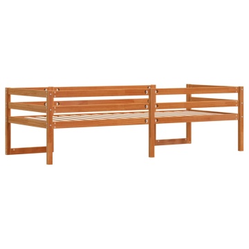 Cadru de pat pentru copii maro ceruit 90x200 cm lemn masiv pin - Img 6