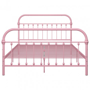 Cadru de pat, roz, 140 x 200 cm, metal - Img 3