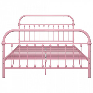 Cadru de pat, roz, 160 x 200 cm, metal - Img 3