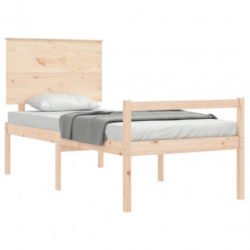 Cadru de pat senior cu tăblie single mic, lemn masiv - Img 4