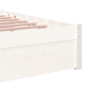 Cadru de pat single, alb, 90x190 cm, lemn masiv - Img 6