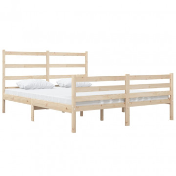 Cadru de pat Small Double 4FT, 120x190 cm, lemn masiv de pin - Img 3