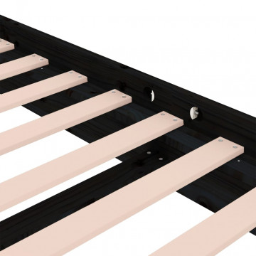 Cadru de pat Small Single 2FT6, negru, 75x190 cm, lemn masiv - Img 6