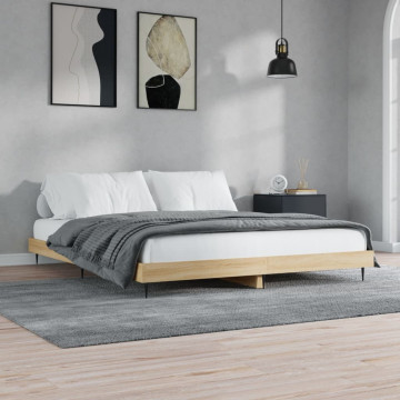 Cadru de pat, stejar sonoma, 200x200 cm, lemn prelucrat - Img 1