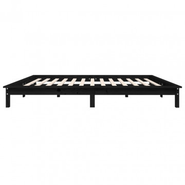 Cadru de pat Super King 6FT, 180x200 cm, negru, lemn masiv - Img 5