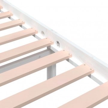 Cadru de pat Super King 6FT, alb, 180x200 cm, lemn masiv - Img 7