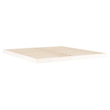 Cadru de pat Super King, alb, 180x200 cm, lemn masiv de pin - Img 4